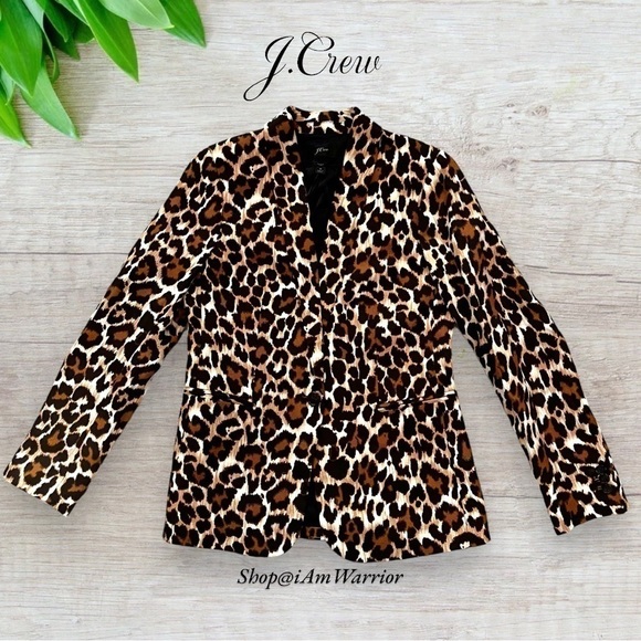 J.Crew Parke linen blend leopard print one button blazer *shop@iamwarrior - Picture 7 of 14